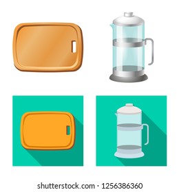 Vector design of kitchen and cook symbol. Set of kitchen and appliance vector icon for stock.