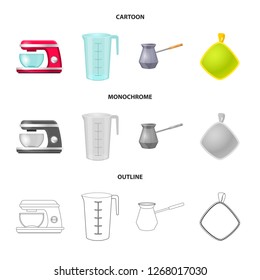 Vector design of kitchen and cook symbol. Collection of kitchen and appliance vector icon for stock.