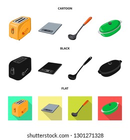 Vector design of kitchen and cook symbol. Set of kitchen and appliance vector icon for stock.