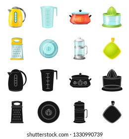 Vector design of kitchen and cook symbol. Set of kitchen and appliance stock symbol for web.
