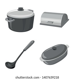 Vector design of kitchen and cook symbol. Set of kitchen and appliance stock symbol for web.