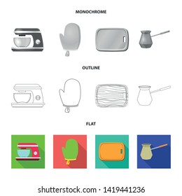 Vector design of kitchen and cook symbol. Set of kitchen and appliance stock symbol for web.