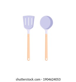 vector design of kitchen utensils like ladle and cooking spoon. white background