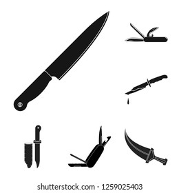 Vector design of knife and cut icon. Set of knife and flat vector icon for stock.