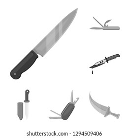 Vector design of knife and cut icon. Collection of knife and flat stock vector illustration.
