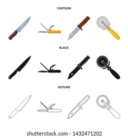 Vector design of knife and cut icon. Collection of knife and flat stock symbol for web.
