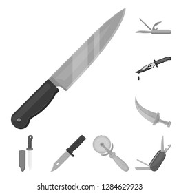 Vector design of knife and cut logo. Collection of knife and flat stock vector illustration.