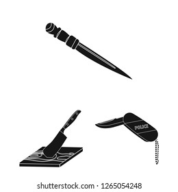 Vector design of knife and cut sign. Collection of knife and flat vector icon for stock.