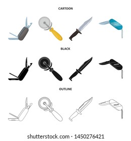 Vector design of knife and cut symbol. Collection of knife and flat stock vector illustration.