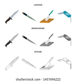 Vector design of knife and cut symbol. Set of knife and flat vector icon for stock.