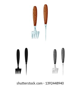 Vector design of knife and fork sign. Collection of knife and device vector icon for stock.