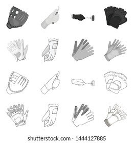 Vector design of knitted and keeper logo. Set of knitted and hand stock vector illustration.