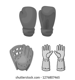 Vector design of knitted and keeper sign. Set of knitted and hand  stock symbol for web.