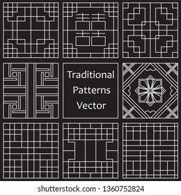 Vector design./ Korea traditional pattern set./ Asian pattern collection./ Square pattern vector illustration. 
