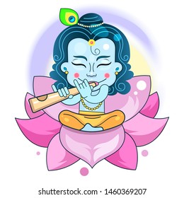 Vector Design Of Krishna On The Background Of Happy Holiday Janmashtami Festival