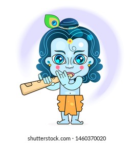 Vector Design Of Krishna On The Background Of Happy Holiday Janmashtami Festival