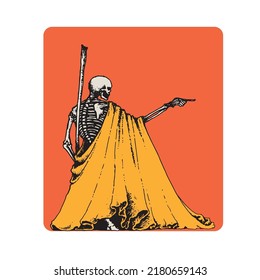 vector design, kung fu skeleton wearing a cloak, very suitable for merchandising cloning purposes.