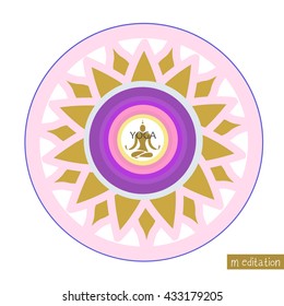 Vector design label,logo,emblem yoga pose. Oriental theme yogi meditation.