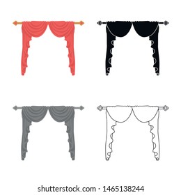 Vector design of lambrequin and hall logo. Set of lambrequin and cosiness vector icon for stock.