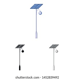 Vector design of lamppost and solar symbol. Set of lamppost and alternative stock symbol for web.
