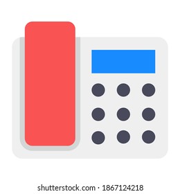 
A vector design of landline, flat icon of vintage telephone 
