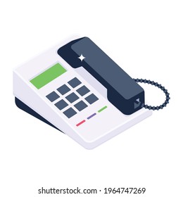 A vector design of landline, isometric icon of vintage telephone 