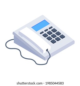 A vector design of landline, isometric icon of vintage telephone 