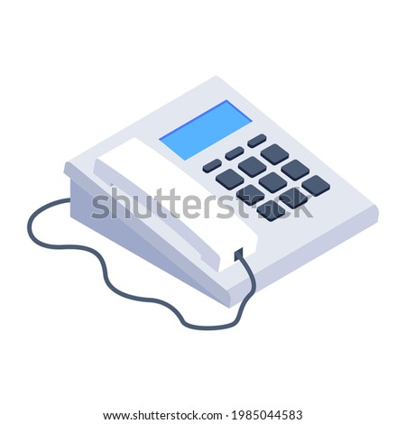 A vector design of landline, isometric icon of vintage telephone 