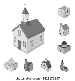 Vector design of landmark and clergy logo. Collection of landmark and religion vector icon for stock.