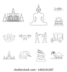 Vector design of landmark and culture icon. Set of landmark and tourism vector icon for stock.