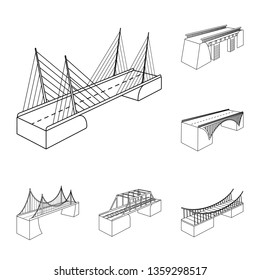 Vector design of landmark and structure  icon. Set of landmark and crossing stock symbol for web.