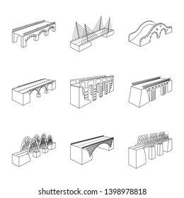 Vector design of landmark and structure  logo. Collection of landmark and crossing vector icon for stock.
