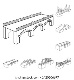 Vector design of landmark and structure  logo. Set of landmark and crossing stock vector illustration.