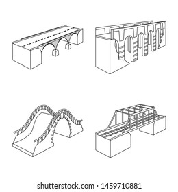 Vector design of landmark and structure symbol. Collection of landmark and crossing vector icon for stock.