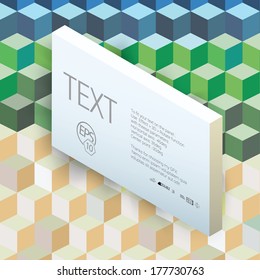 Vector design. Landscape colors edition of an abstract geometric colorful 3d infographics illustration for web, print, infochart or brochure layout graphics element with a center arranged textbox 