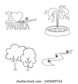 Vector design of landscape and nature symbol. Set of landscape and city stock symbol for web.