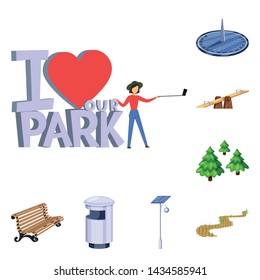 Vector design of landscape and park logo. Collection of landscape and nature vector icon for stock.
