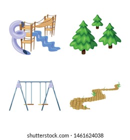 Vector design of landscape and park logo. Collection of landscape and nature vector icon for stock.