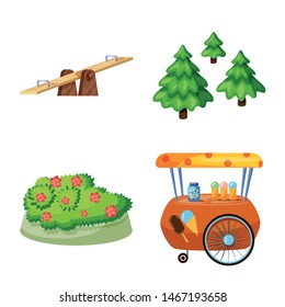 Vector design of landscape and park symbol. Set of landscape and nature vector icon for stock.