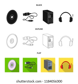Vector design of laptop and device icon. Collection of laptop and server stock symbol for web.