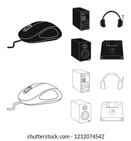 Vector design of laptop and device icon. Collection of laptop and server stock vector illustration.