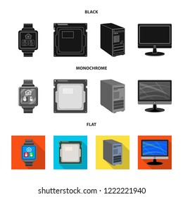 Vector design of laptop and device icon. Set of laptop and server stock symbol for web.