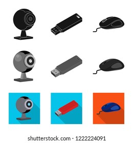 Vector design of laptop and device icon. Collection of laptop and server stock symbol for web.