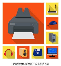 Vector design of laptop and device icon. Collection of laptop and server stock symbol for web.
