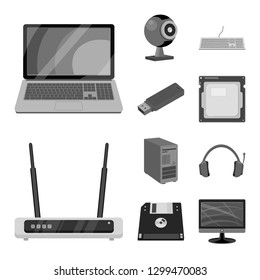 Vector design of laptop and device icon. Collection of laptop and server stock vector illustration.