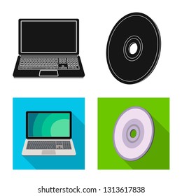 Vector design of laptop and device icon. Set of laptop and server stock symbol for web.