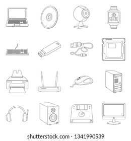 Vector design of laptop and device icon. Collection of laptop and server vector icon for stock.