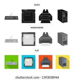 Vector design of laptop and device icon. Set of laptop and server vector icon for stock.