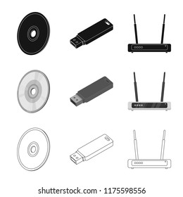 Vector design of laptop and device logo. Collection of laptop and server stock symbol for web.