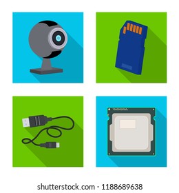 Vector design of laptop and device logo. Set of laptop and server stock symbol for web.